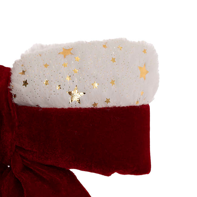 Pre-Made Bow Plush Velour Christmas Trim Red White (25x30cm)