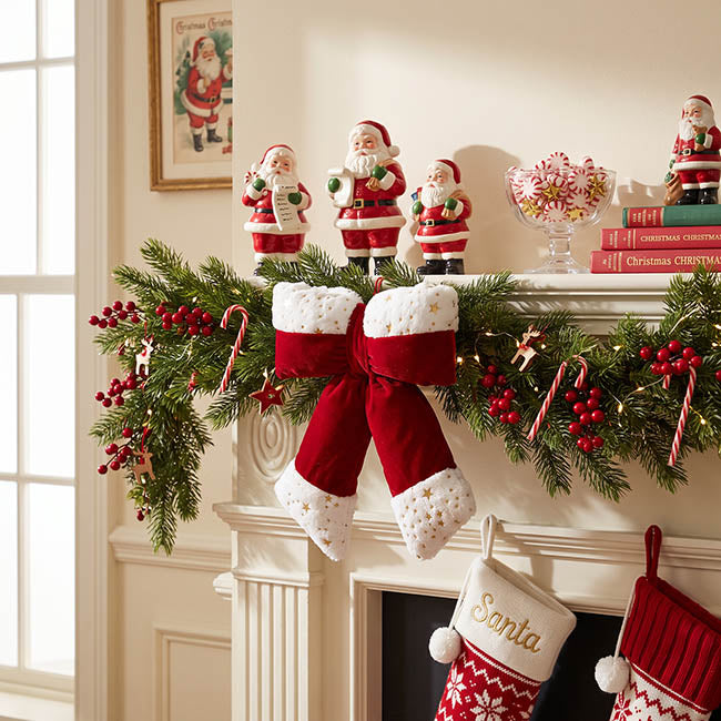 Pre-Made Bow Plush Velour Christmas Trim Red White (24x30cm)