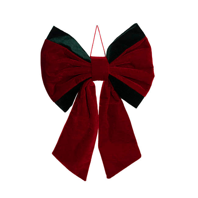 Pre-Made Bow Deluxe Velvet Red & Green (33Wx45cm)