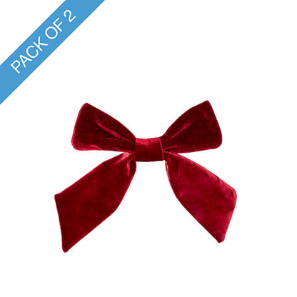 Pre-Made Bow Deluxe Velvet with Clip Burgundy Pk2 (19Wx14cm)