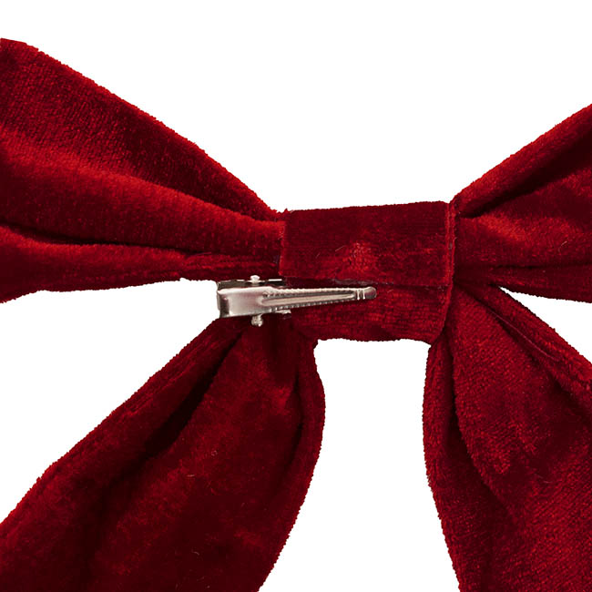 Pre-Made Bow Deluxe Velvet with Clip Burgundy Pk2 (19Wx14cm)