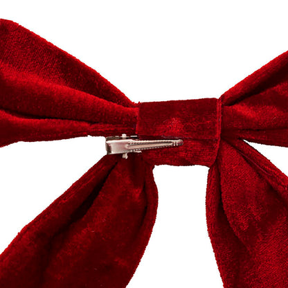 Pre-Made Bow Deluxe Velvet with Clip Burgundy Pk2 (19Wx14cm)