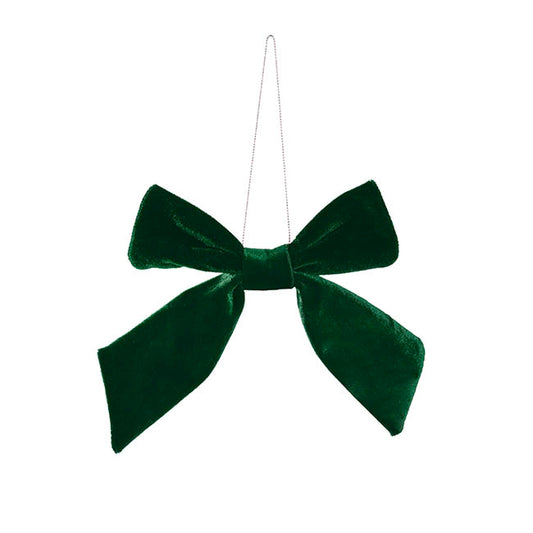Pre-Made Bow Deluxe Velvet w Clip Dark Green Pk2 (19Wx14cm)