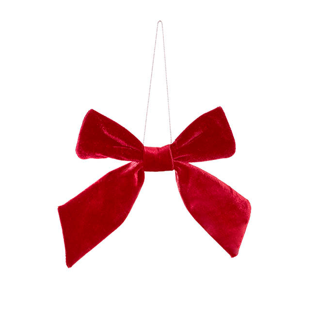 Pre-Made Bow Deluxe Velvet with Clip Red Pack 2 (19Wx14cm)