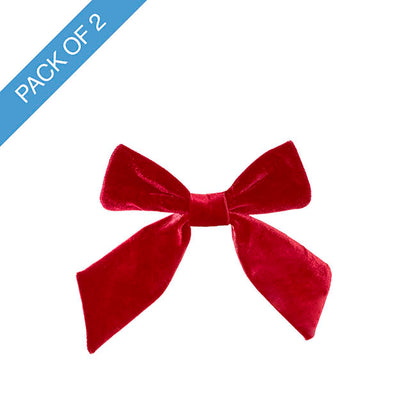 Pre-Made Bow Deluxe Velvet with Clip Red Pack 2 (19Wx14cm)