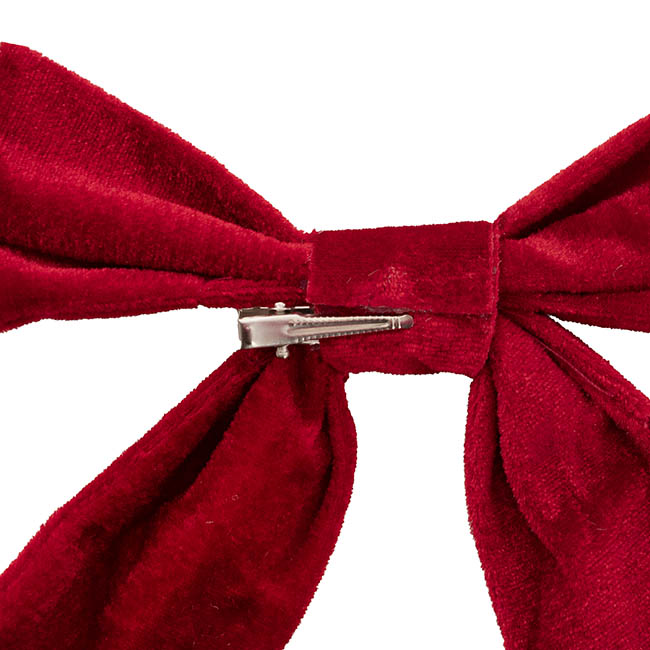 Pre-Made Bow Deluxe Velvet with Clip Red Pack 2 (19Wx14cm)