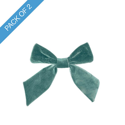 Pre-Made Bow Deluxe Velvet w Clip Sage Green Pk2 (19Wx14cm)