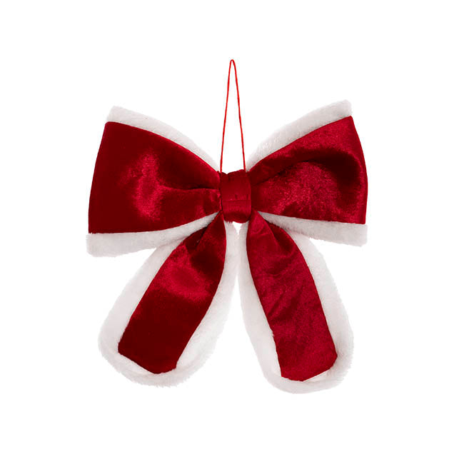 Pre-Made Bow Velvet Santa Trim Red White (30Wx35cm)