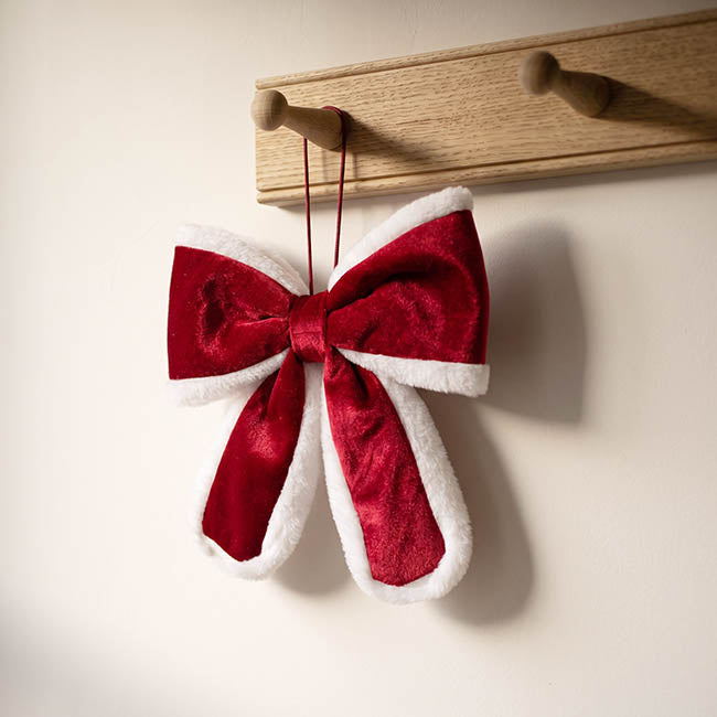 Pre-Made Bow Velvet Santa Trim Red White (30Wx35cm)