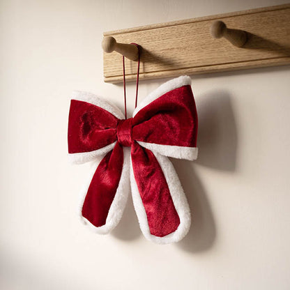 Pre-Made Bow Velvet Santa Trim Red White (30Wx35cm)