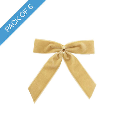 Pre-Made Bow Velvet Mini Natural Pack 6 (10Wx10cm)