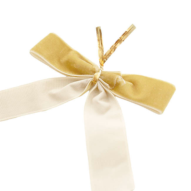Pre-Made Bow Velvet Mini Natural Pack 6 (10Wx10cm)