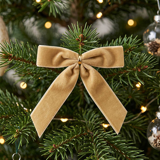 Pre-Made Bow Velvet Mini Natural Pack 6 (10Wx10cm)