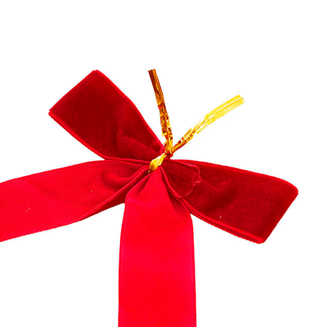 Pre-Made Bow Velvet Mini Red Pack 6 (10Wx10cm)