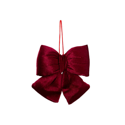 Pre-Made Bow Cushion Plush Velvet Burgundy Pack 2 (14Wx14cm)