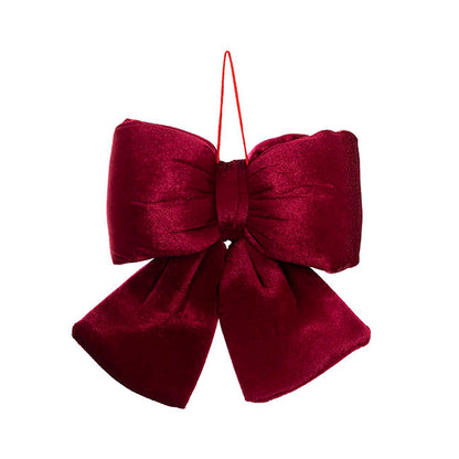 Pre-Made Bow Cushion Plush Velvet Medium Burgundy (20Wx20cm)
