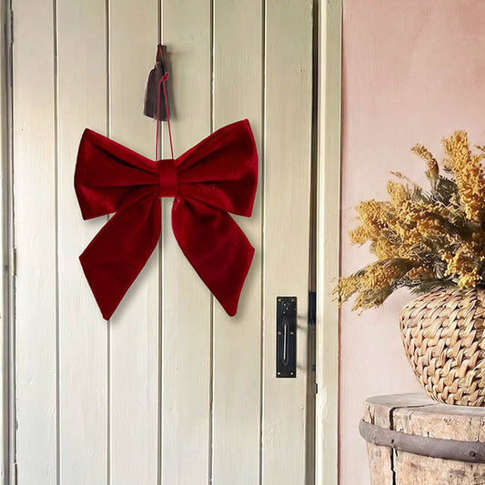 Pre-Made Bow Luxe Velvet Dark Red (20Wx20cm)