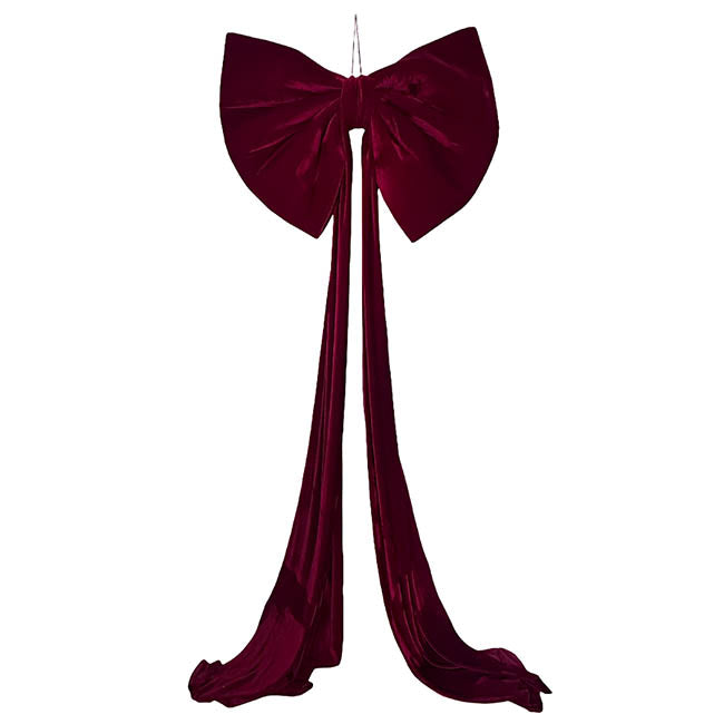 Signature Majestic Velour Topper Bow Burgundy (80Wx240cm)