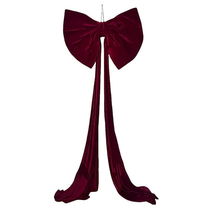 Signature Majestic Velour Topper Bow Burgundy (80Wx240cm)