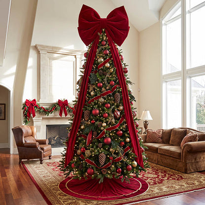Signature Majestic Velour Tree Topper Bow Red (80Wx240cm)