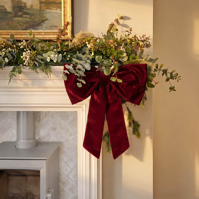 Signature Velour Mini Tree Topper Bow Burgundy (50Wx50cm)
