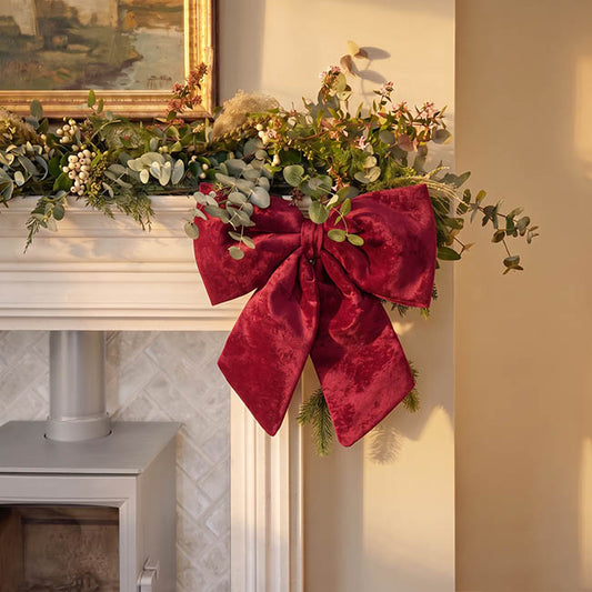 Signature Velour Mini Tree Topper Bow Burgundy (50Wx50cm)