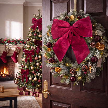 Signature Velour Mini Tree Topper Bow Burgundy (50Wx50cm)