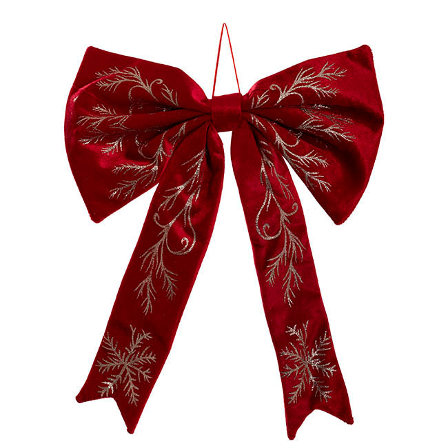Signature Designer Bow Velvet Embroidered Dark Red(40Wx60cm)