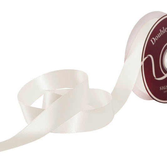 Ribbon Satin Deluxe Double Faced Bridal White (25mmx30m)