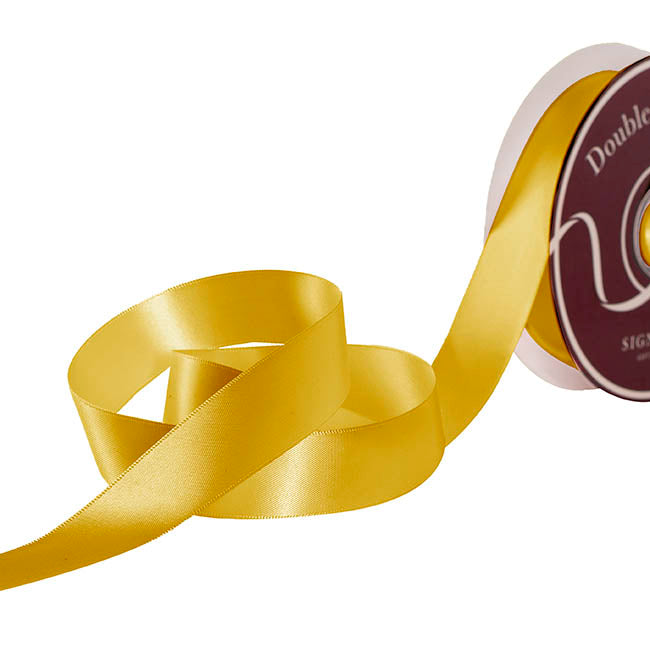 Ribbon Satin Deluxe Double Faced Traditional Gold (25mmx30m)