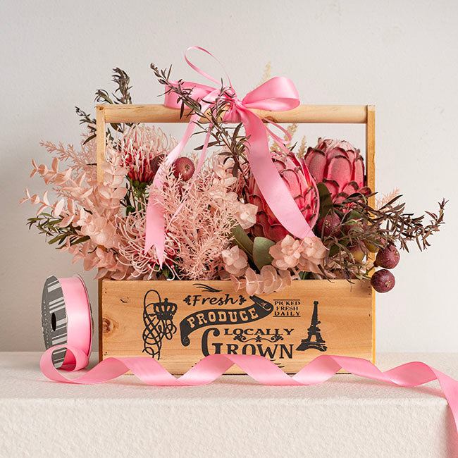 Ribbon Satin Deluxe Double Faced Mid Pink (25mmx25m)