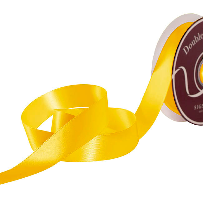 Ribbon Satin Deluxe Double Faced Mid Yellow (25mmx30m)
