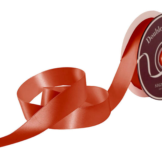 Ribbon Satin Deluxe Double Faced Burnt Ochre (25mmx30m)