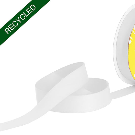Cotton Ribbon Recycled rPET Material Warm White (25mmx25m)
