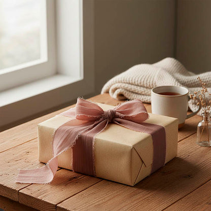 Ribbon Chiffon Frayed Edge Wood Spool Mocha Musk (48mmx20m)