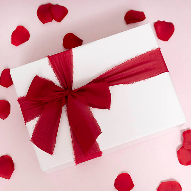 Ribbon Chiffon Frayed Edge Wood Spool Red Rust (48mmx20m)