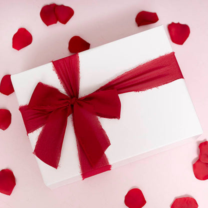 Ribbon Chiffon Frayed Edge Wood Spool Red Rust (48mmx20m)