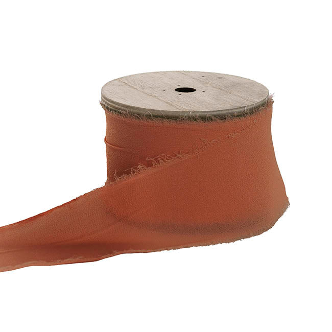 Ribbon Chiffon Frayed Edge Wood Spool Burnished (48mmx20m)