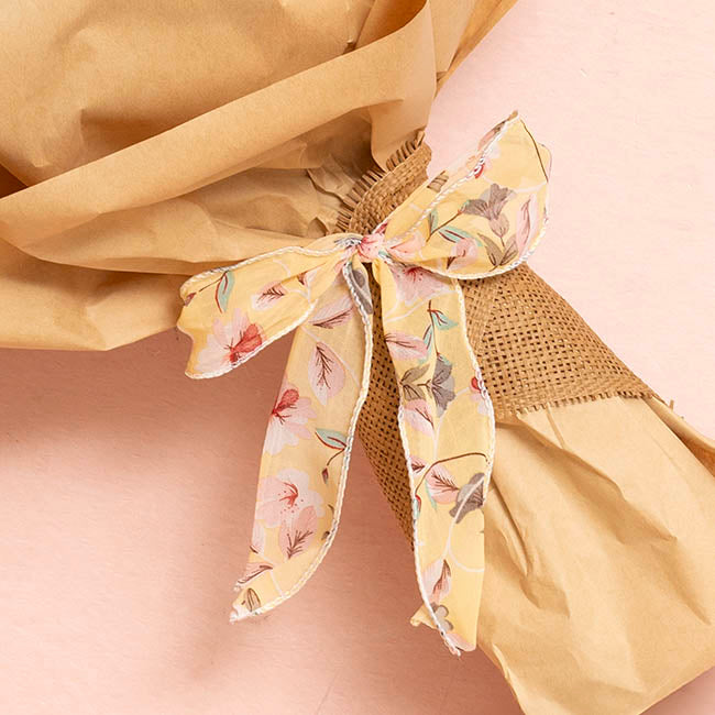 Ribbon Chiffon Fabulous Florals Sewn Edge Lemon (50mmx10m)