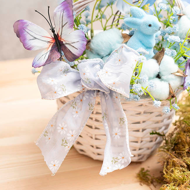 Ribbon Sheer Daisy Delight Wire Edge Bluebird (60mmx10m)