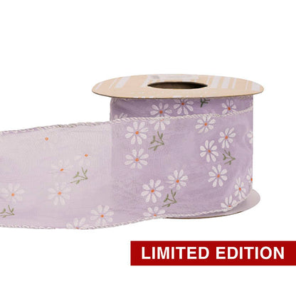 Ribbon Sheer Daisy Delight Wire Edge Lavender (60mmx10m)