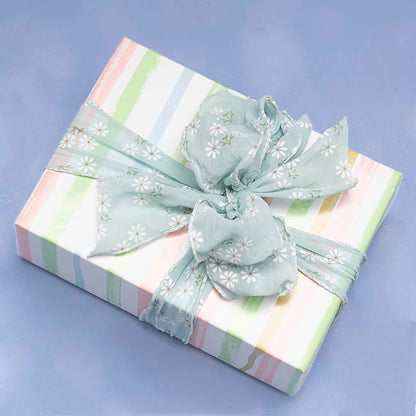 Ribbon Sheer Daisy Delight Wire Edge Ocean (60mmx10m)
