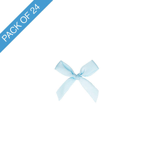 Pre-Made Ribbon Bow 10mm Satin Baby Blue Pack 24 (3.5cm)