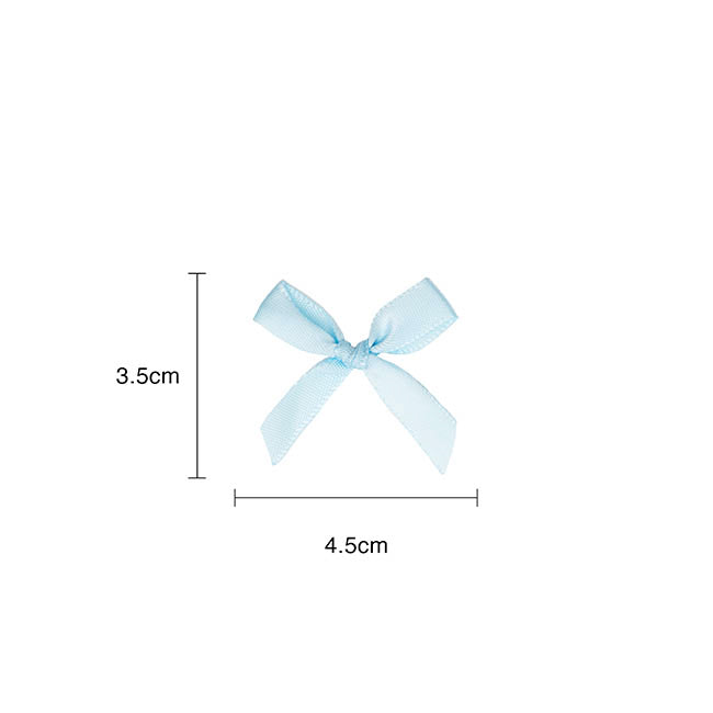 Pre-Made Ribbon Bow 10mm Satin Baby Blue Pack 24 (3.5cm)