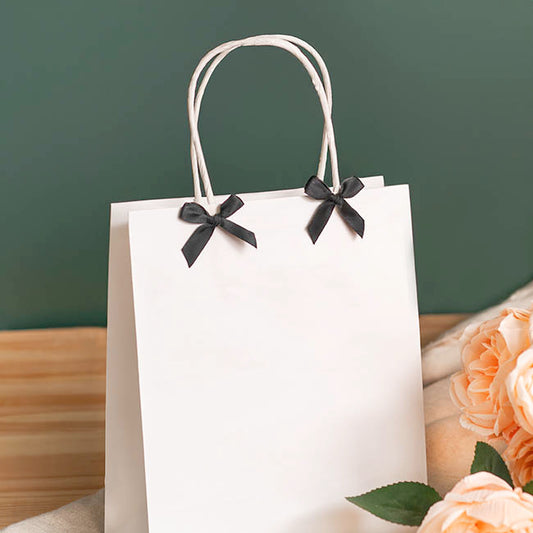 Pre-Made Ribbon Bow 10mm Satin Black Pack 24 (3.5cm)