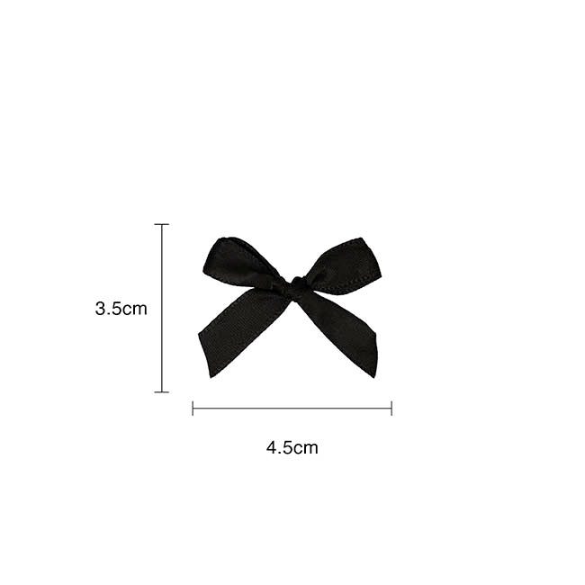 Pre-Made Ribbon Bow 10mm Satin Black Pack 24 (3.5cm)