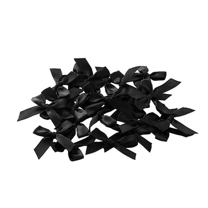 Pre-Made Ribbon Bow 10mm Satin Black Pack 24 (3.5cm)