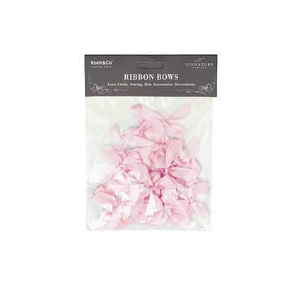 Pre-Made Ribbon Bow 10mm Satin Baby Pink Pack 24 (3.5cm)