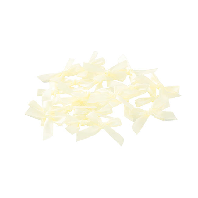 Pre-Made Ribbon Bow 10mm Satin Ivory Pack 24 (3.5cm)