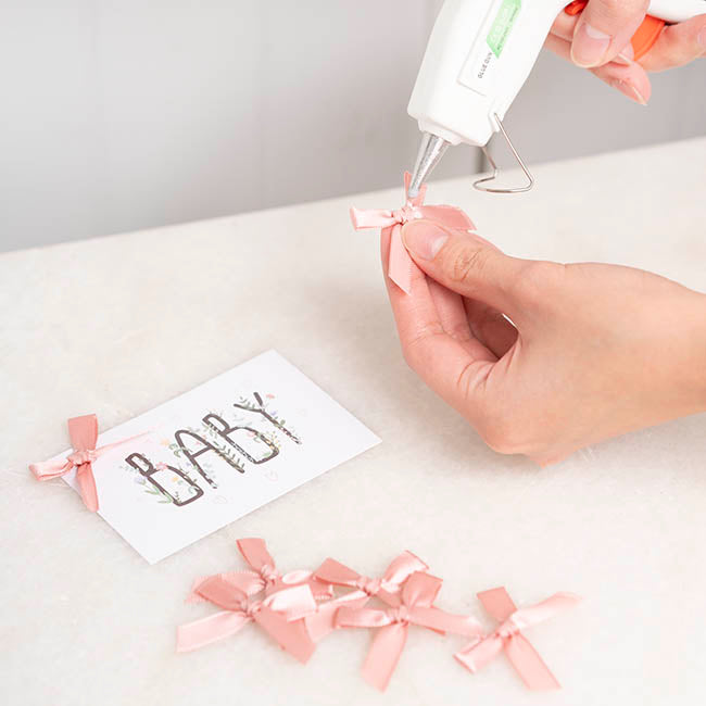 Pre-Made Ribbon Bow 10mm Satin Dust Pink Pack 24 (3.5cm)